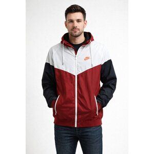 Nike Vtg 90's Rare Windrunner Jacket Windbreaker Maroon Black White Glanz XL-[p